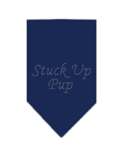 Stuck Up Pup Rhinestone Bandana Navy Blue large