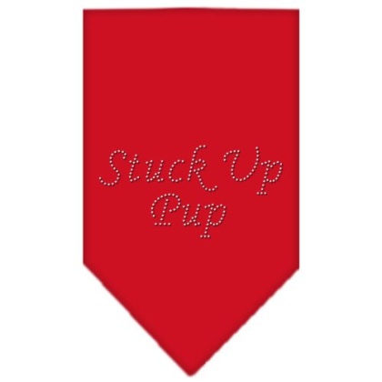 Stuck Up Pup Rhinestone Bandana Red Large