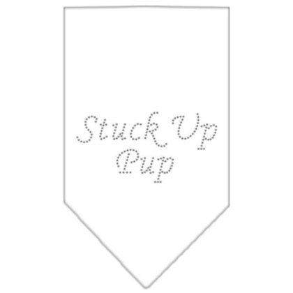 Stuck Up Pup Rhinestone Bandana White Large