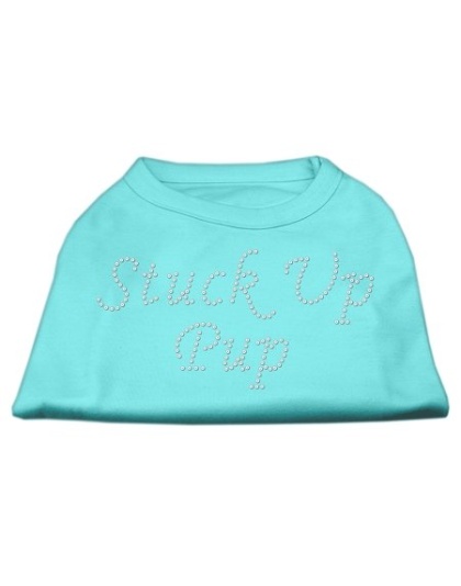 Stuck Up Pup Rhinestone Shirts Aqua L