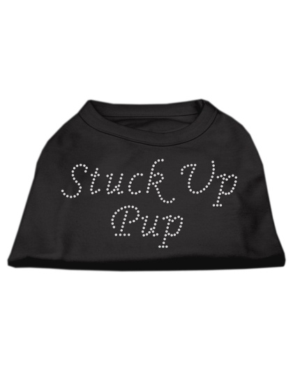 Stuck Up Pup Rhinestone Shirts Black L