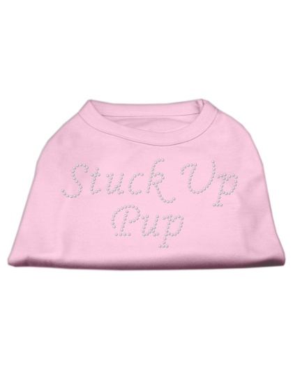 Stuck Up Pup Rhinestone Shirts Light Pink L