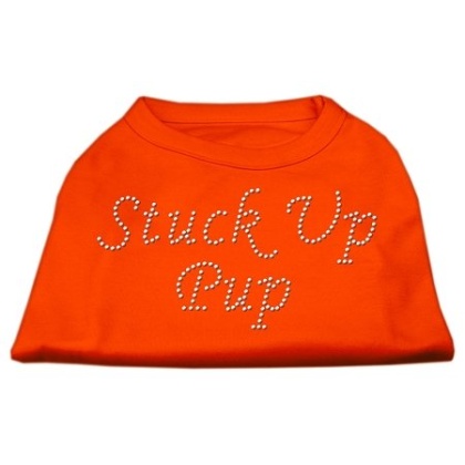 Stuck Up Pup Rhinestone Shirts Orange Lg