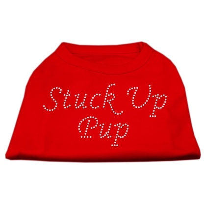 Stuck Up Pup Rhinestone Shirts Red L