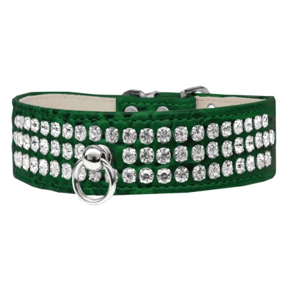 Style #73 Rhinestone Designer Croc Dog Collar Emerald Green Size 10