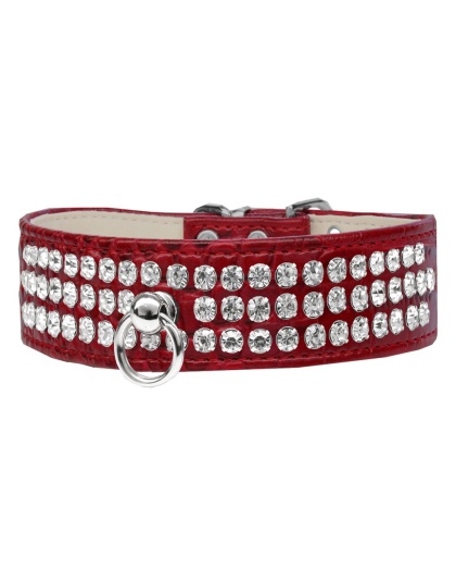 Style #73 Rhinestone Designer Croc Dog Collar Red Size 10