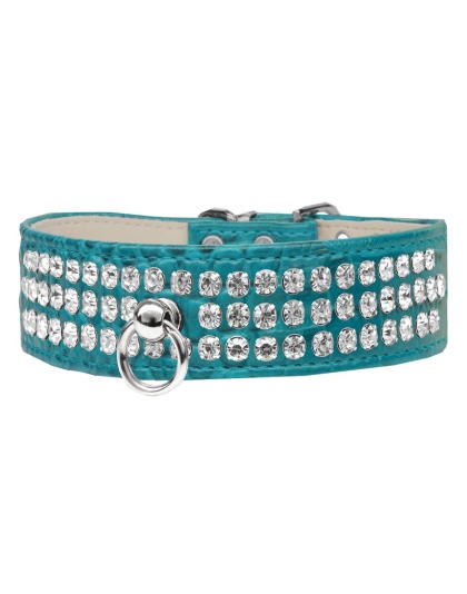 Style #73 Rhinestone Designer Croc Dog Collar Turquoise Size 10