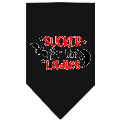 Sucker for the Ladies Screen Print Bandana Black Large