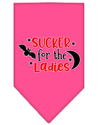 Sucker for the Ladies Screen Print Bandana Bright Pink Large