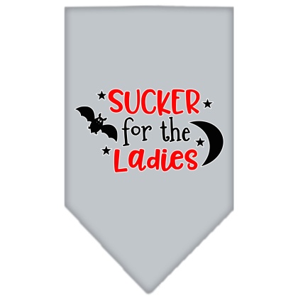 Sucker for the Ladies Screen Print Bandana Grey Large