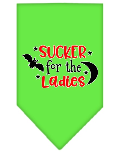 Sucker for the Ladies Screen Print Bandana Lime Green Large
