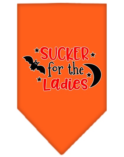 Sucker for the Ladies Screen Print Bandana Orange Large