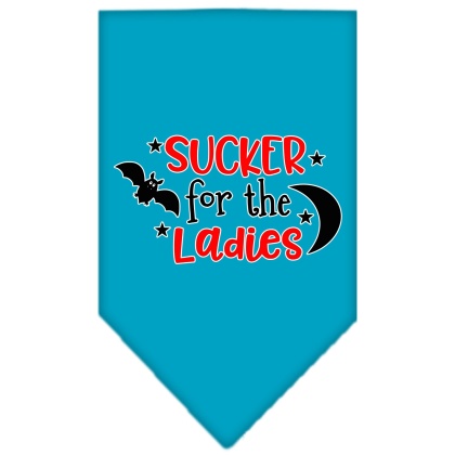 Sucker for the Ladies Screen Print Bandana Turquoise Large