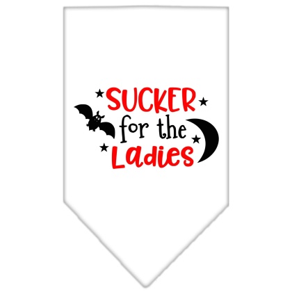 Sucker for the Ladies Screen Print Bandana White Large