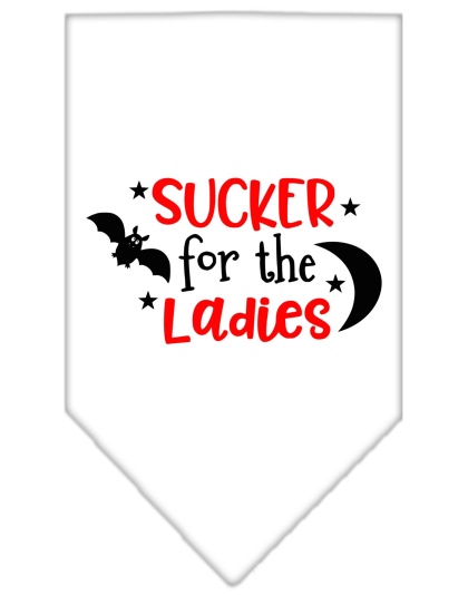 Sucker for the Ladies Screen Print Bandana White Large