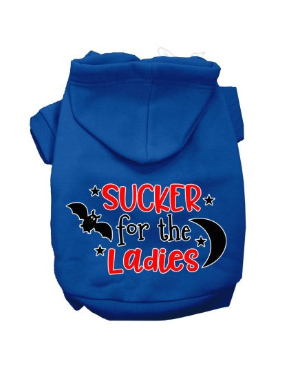 Sucker for the Ladies Screen Print Dog Hoodie Blue L