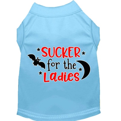 Sucker for the Ladies Screen Print Dog Shirt Baby Blue Lg