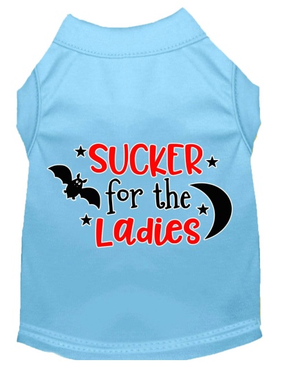 Sucker for the Ladies Screen Print Dog Shirt Baby Blue Lg
