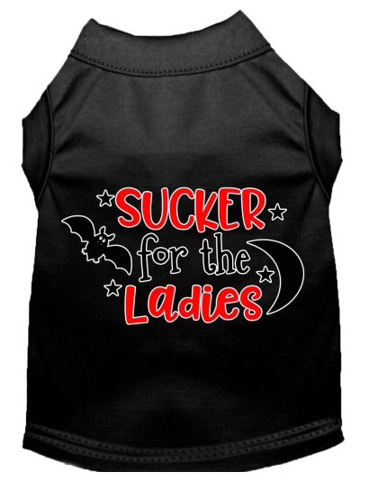 Sucker for the Ladies Screen Print Dog Shirt Black Lg