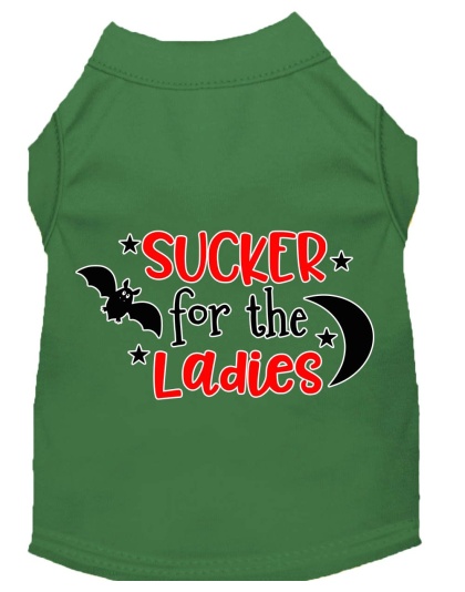 Sucker for the Ladies Screen Print Dog Shirt Green Lg