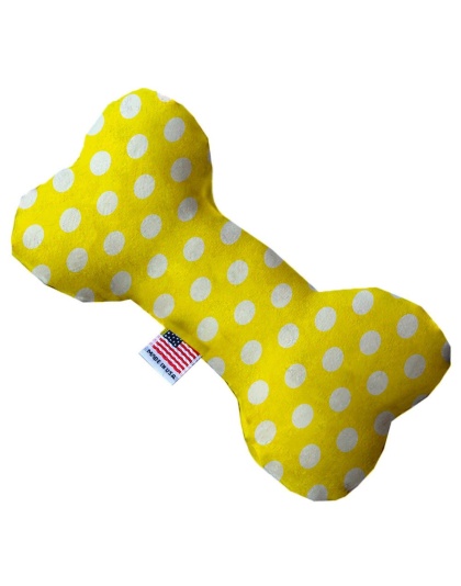 Sunny Yellow Swiss Dots 10 Inch Canvas Bone Dog Toy