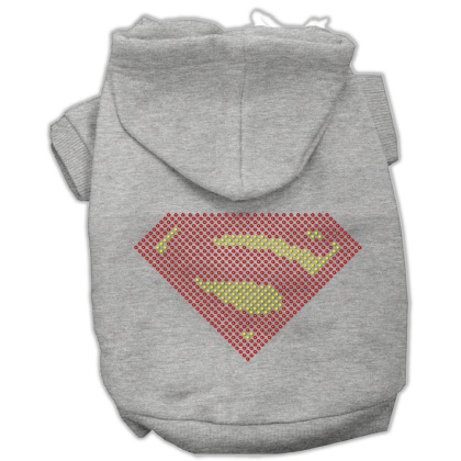 Super! Rhinestone Hoodies Grey L