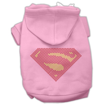 Super! Rhinestone Hoodies Pink L