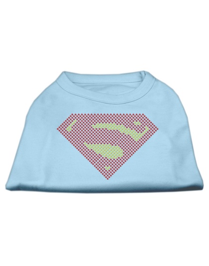 Super! Rhinestone Shirts Baby Blue L