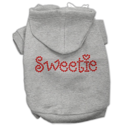 Sweetie Rhinestone Hoodies Grey L