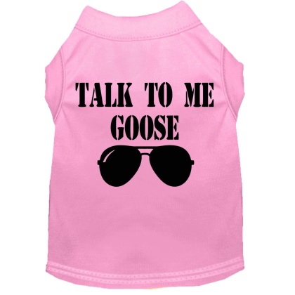 Talk to me Goose Screen Print Dog Shirt Light Pink Lg