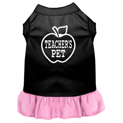 Teachers Pet Screen Print Dress Black with Light Pink Lg