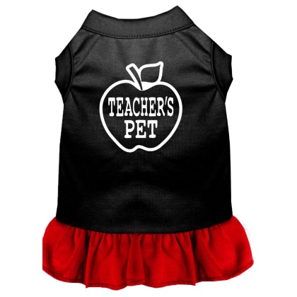 Teachers Pet Screen Print Dress Black with Red Lg