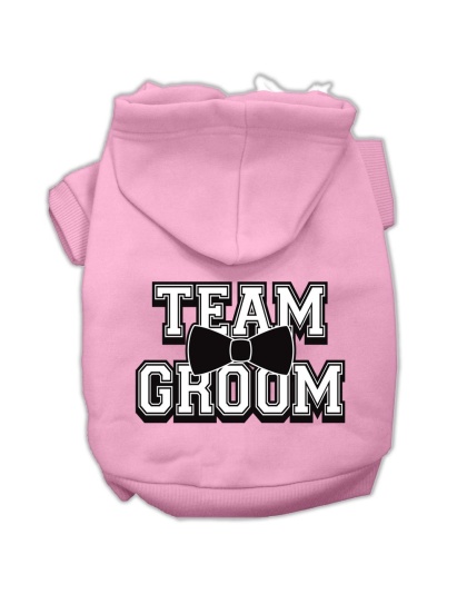 Team Groom Screen Print Pet Hoodies Light Pink Size Lg