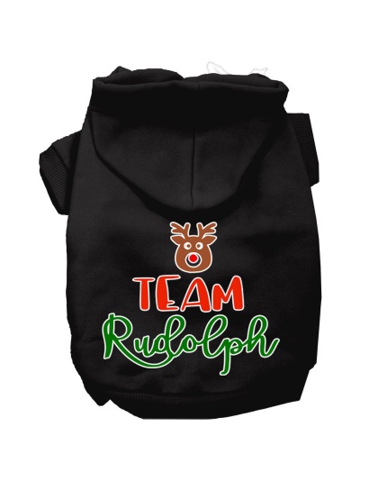 Team Rudolph Screen Print Dog Hoodie Black L