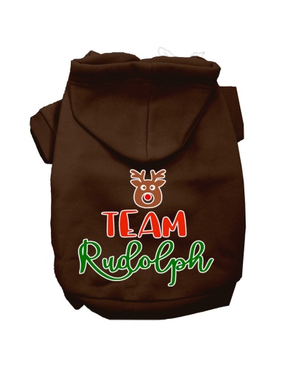 Team Rudolph Screen Print Dog Hoodie Brown L