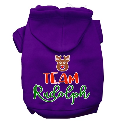 Team Rudolph Screen Print Dog Hoodie Purple L