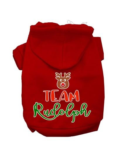 Team Rudolph Screen Print Dog Hoodie Red L