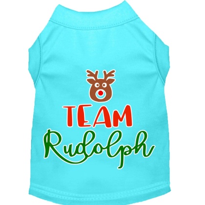 Team Rudolph Screen Print Dog Shirt Aqua Lg