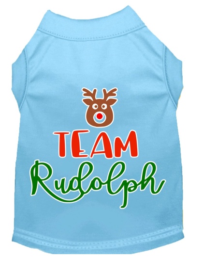 Team Rudolph Screen Print Dog Shirt Baby Blue Lg