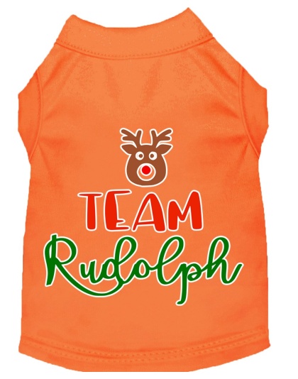 Team Rudolph Screen Print Dog Shirt Orange Lg