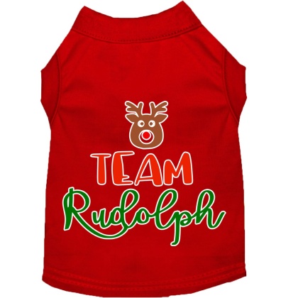 Team Rudolph Screen Print Dog Shirt Red Lg