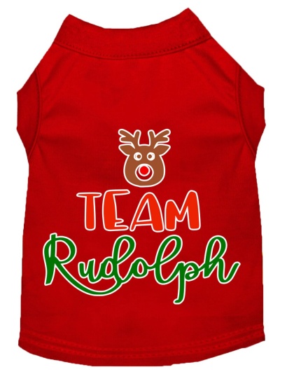 Team Rudolph Screen Print Dog Shirt Red Lg