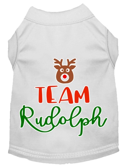 Team Rudolph Screen Print Dog Shirt White Lg