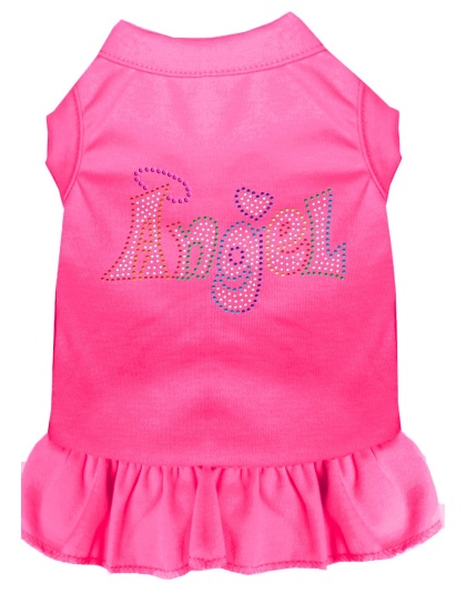 Technicolor Angel Rhinestone Pet Dress Bright Pink 4X