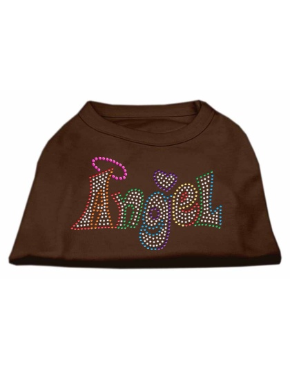 Technicolor Angel Rhinestone Pet Shirt Brown Lg