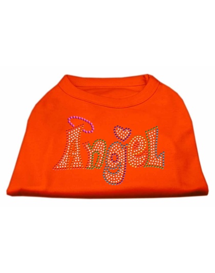 Technicolor Angel Rhinestone Pet Shirt Orange Lg