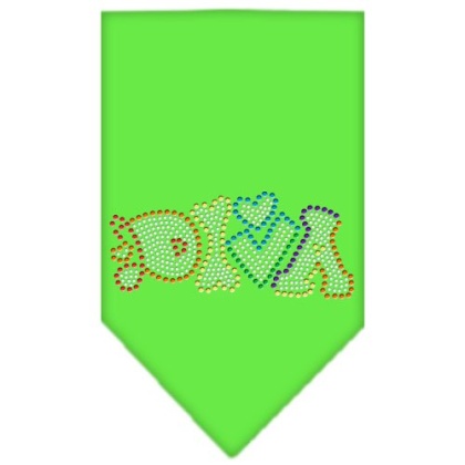 Technicolor Diva Rhinestone Pet Bandana Lime Green Size Large