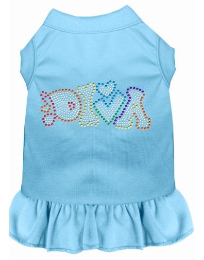 Technicolor Diva Rhinestone Pet Dress Baby Blue 4X
