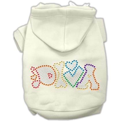 Technicolor Diva Rhinestone Pet Hoodie Cream Lg