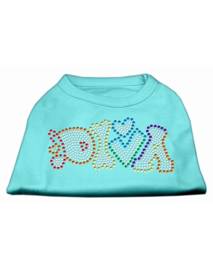 Technicolor Diva Rhinestone Pet Shirt Aqua Lg